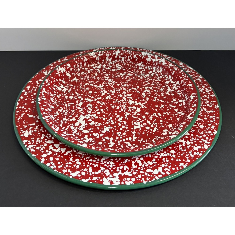 Robert Stanley Home Collection 2 PINE LODGE 10.5" & 13" Christmas Dinner Plates